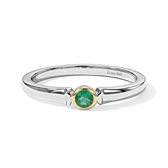 D'Joy Kagem Sambischer Smaragd Ring 925 Silber Platiniert und vergoldet (Größe 19.00) ca. 0,11 ct