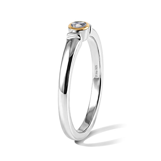 D'Joy Blauer Ceylon-Saphir Ring 925 Silber Platiniert und vergoldet (Größe 18.00) ca. 0,14 ct