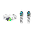 J Francis gefertigt mit SWAROVSKI- Abalone Muschel und weißer Kristall Ring und Ohrringe