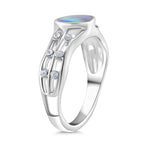 J Francis gefertigt mit SWAROVSKI- Abalone Muschel und weißer Kristall Ring und Ohrringe