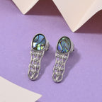 J Francis gefertigt mit SWAROVSKI- Abalone Muschel und weißer Kristall Ring und Ohrringe