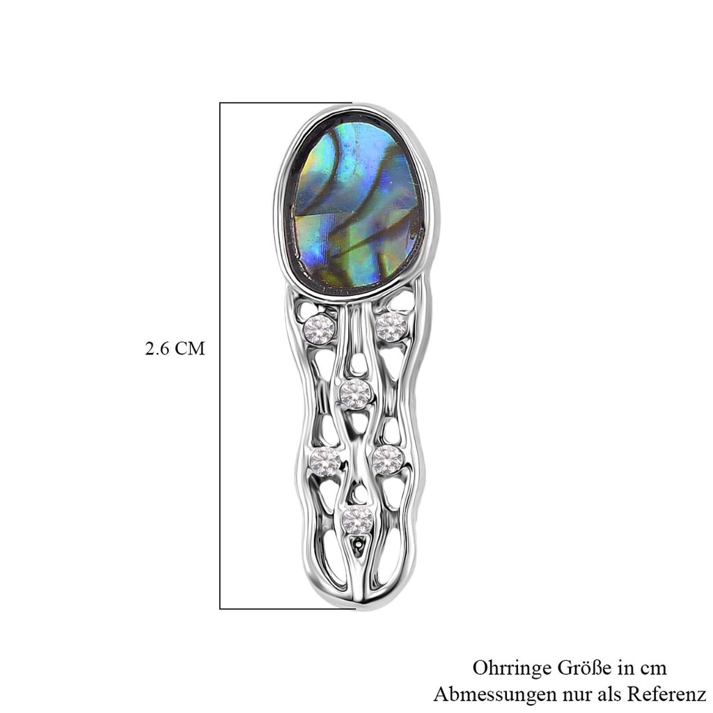 J Francis gefertigt mit SWAROVSKI- Abalone Muschel und weißer Kristall Ring und Ohrringe