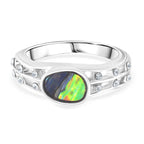 J Francis gefertigt mit SWAROVSKI- Abalone Muschel und weißer Kristall Ring und Ohrringe