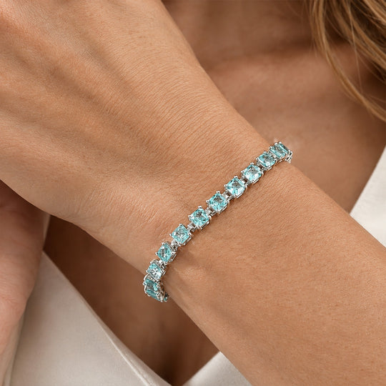 D'Joy AA Blauer Apatit Armband ca. 19 cm 925 Silber Rhodiniert ca. 9,97 ct.