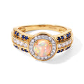 D'Joy AAA Natürlicher, äthiopischer Welo Opal, Weißer Zirkon Ring 925 Silber 750 Gelbgold vermeil (Größe 17.00) ca. 1,86 ct