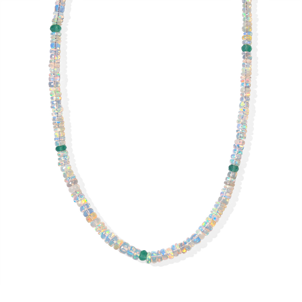 EVER TRUE Natürlicher, äthiopischer Welo Opal, Kagem Sambischer Smaragd Halskette ca. 45 cm 316L Edelstahl ca. 32.80 ct