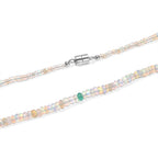 EVER TRUE Natürlicher, äthiopischer Welo Opal, Kagem Sambischer Smaragd Halskette ca. 45 cm 316L Edelstahl ca. 32.80 ct