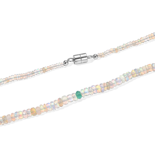 EVER TRUE Natürlicher, äthiopischer Welo Opal, Kagem Sambischer Smaragd Halskette ca. 45 cm 316L Edelstahl ca. 32.80 ct