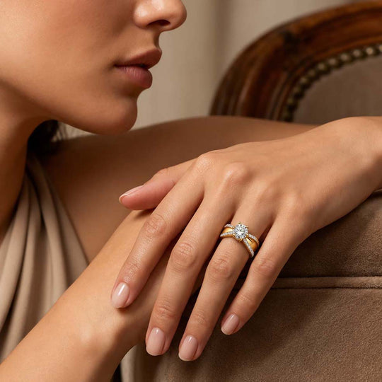 LUXURIANT DIAMOND - Lab Grown Diamant SI-GH Ring 925 Silber 750 Gelbgold vermeil (Größe 19.00)  ca. 1,02 ct