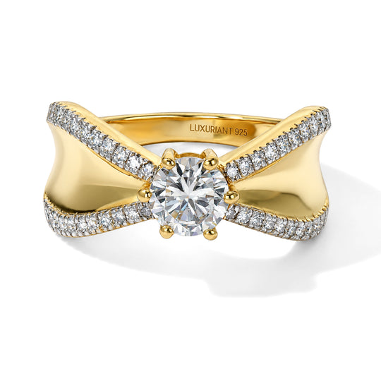 LUXURIANT DIAMOND - Lab Grown Diamant SI-GH Ring 925 Silber 750 Gelbgold vermeil (Größe 19.00)  ca. 1,02 ct