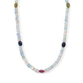 EVER TRUE Natürlicher, äthiopischer Welo Opal, Mehrfarbig Saphir Halskette ca. 45 cm 316L Edelstahl ca. 51.00 ct
