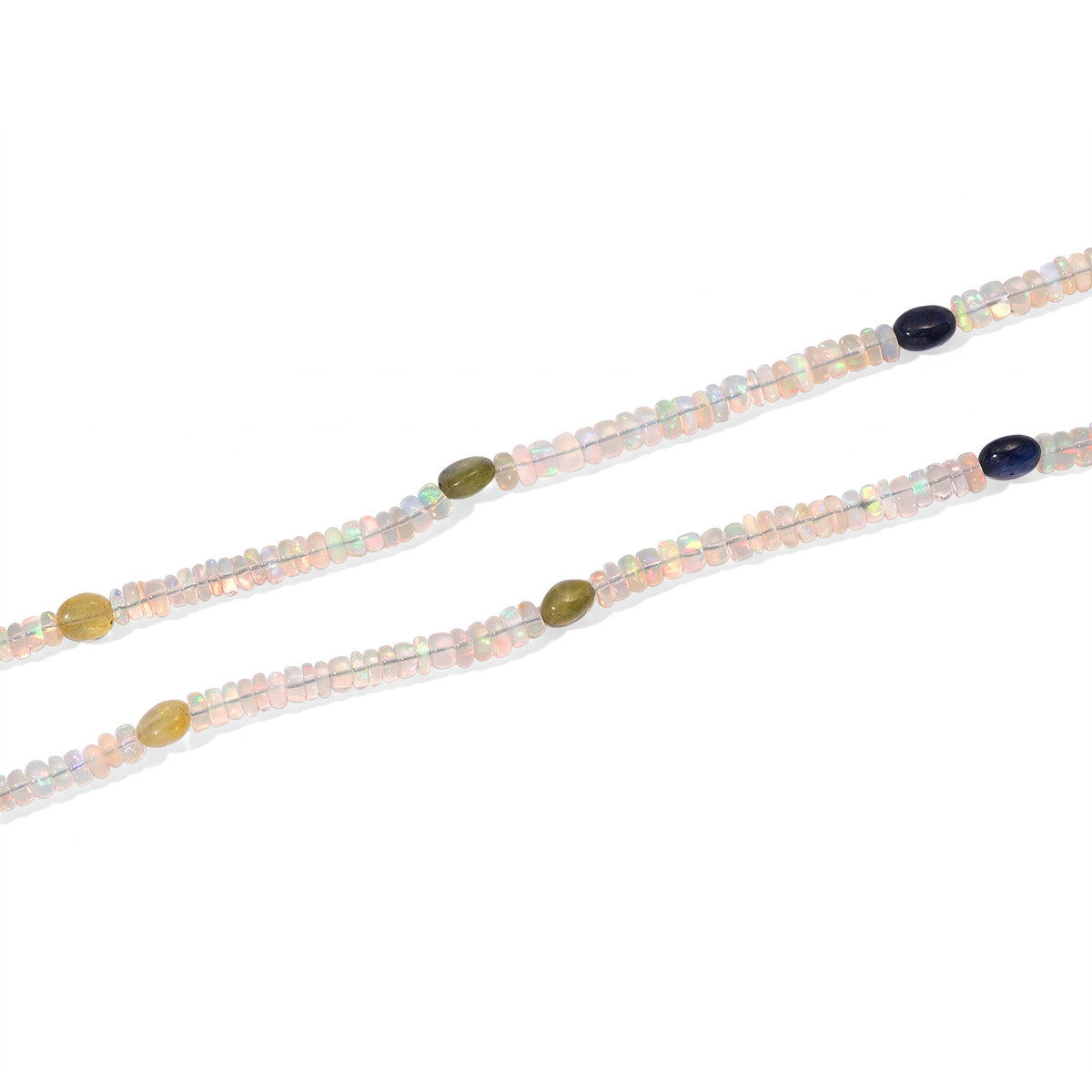 EVER TRUE Natürlicher, äthiopischer Welo Opal, Mehrfarbig Saphir Halskette ca. 45 cm 316L Edelstahl ca. 51.00 ct