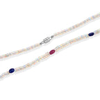 EVER TRUE Natürlicher, äthiopischer Welo Opal, Mehrfarbig Saphir Halskette ca. 45 cm 316L Edelstahl ca. 51.00 ct