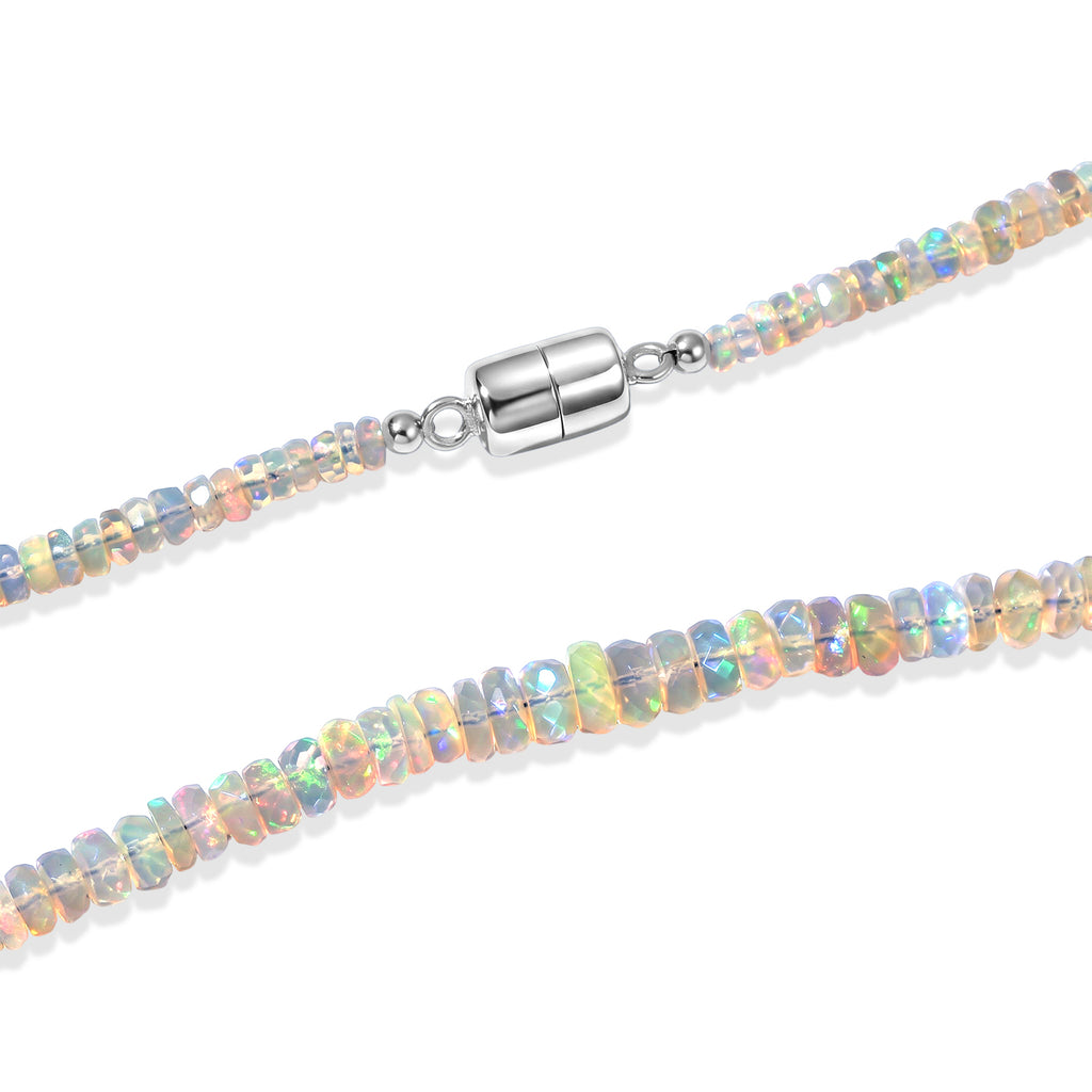 D'Joy AA Natürlicher, äthiopischer Welo Opal Halskette ca. 45 cm 925 Silber Rhodiniert ca. 55,00 ct.