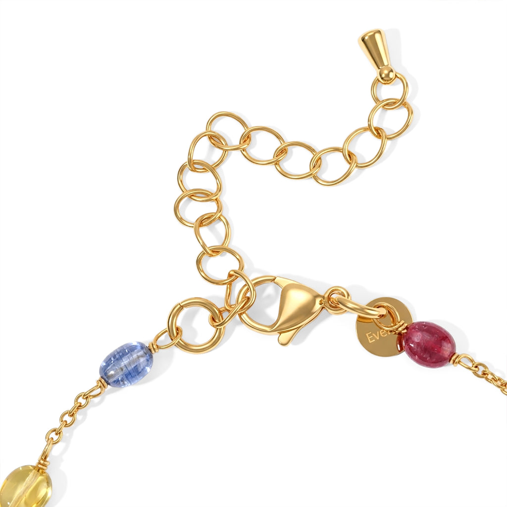 EVER TRUE AA Mehrfarbig Saphir Armband ca. 19 cm 316L Edelstahl Vergoldet ca. 18,00 ct.