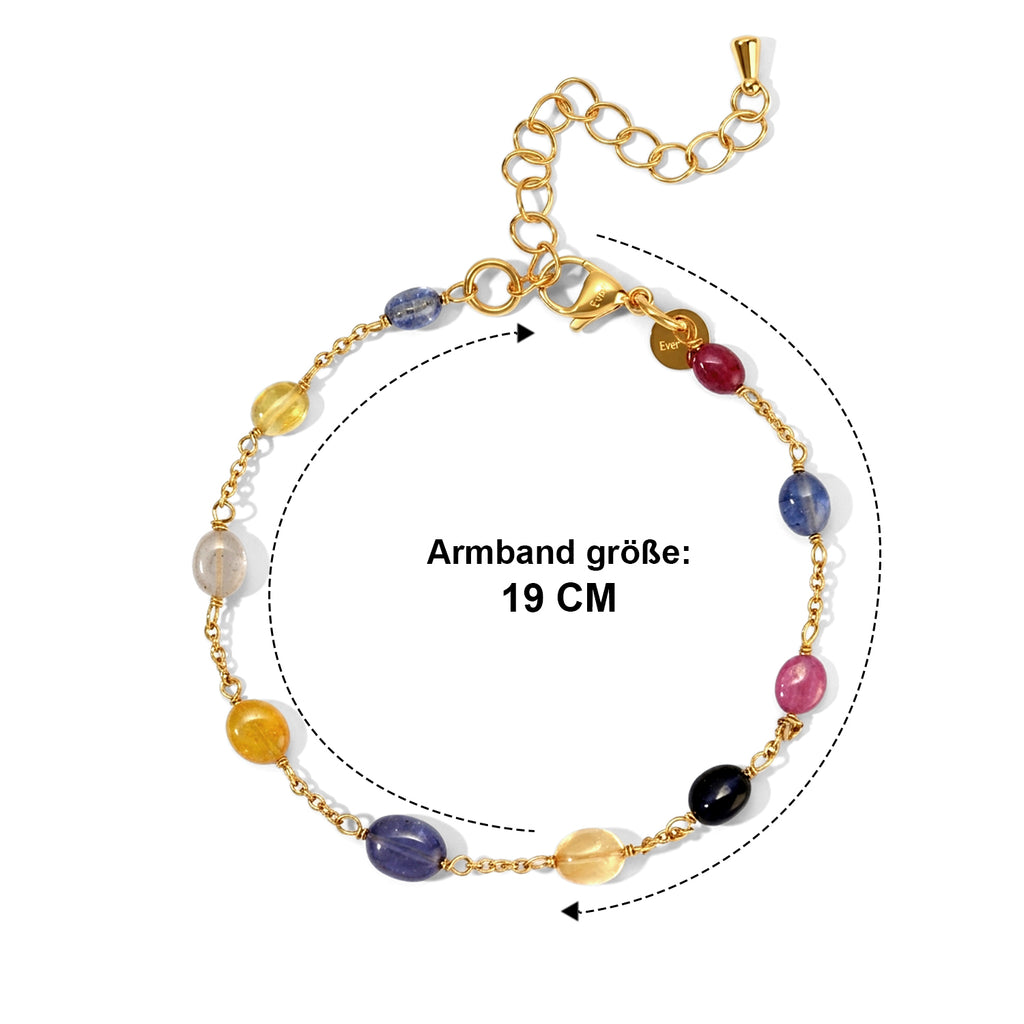 EVER TRUE AA Mehrfarbig Saphir Armband ca. 19 cm 316L Edelstahl Vergoldet ca. 18,00 ct.