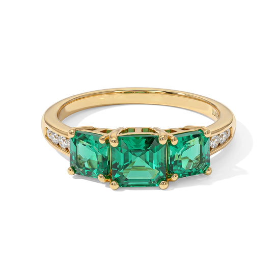 LUXURIANT DIAMOND - AAA Lab Grown Kolumbianischer Smaragd Ring 925 Silber 750 Gelbgold vermeil (Größe 16.00) ca. 2,27 ct