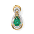 LUXURIANT DIAMOND - AAA Lab Grown Kolumbianischer Smaragd, Weißer Zirkon Anhänger 925 Silber 750 Gelbgold vermeil ca. 0,74 ct.