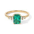 LUXURIANT DIAMOND - AAA Lab Grown Kolumbianischer Smaragd, Lab Grown Diamant Ring 925 Silber 750 Gelbgold vermeil (Größe 17.00) ca. 1,55 ct