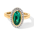 LUXURIANT DIAMOND - AAA Lab Grown Kolumbianischer Smaragd, Lab Grown Diamant Ring 925 Silber 750 Gelbgold vermeil (Größe 17.00) ca. 2,32 ct