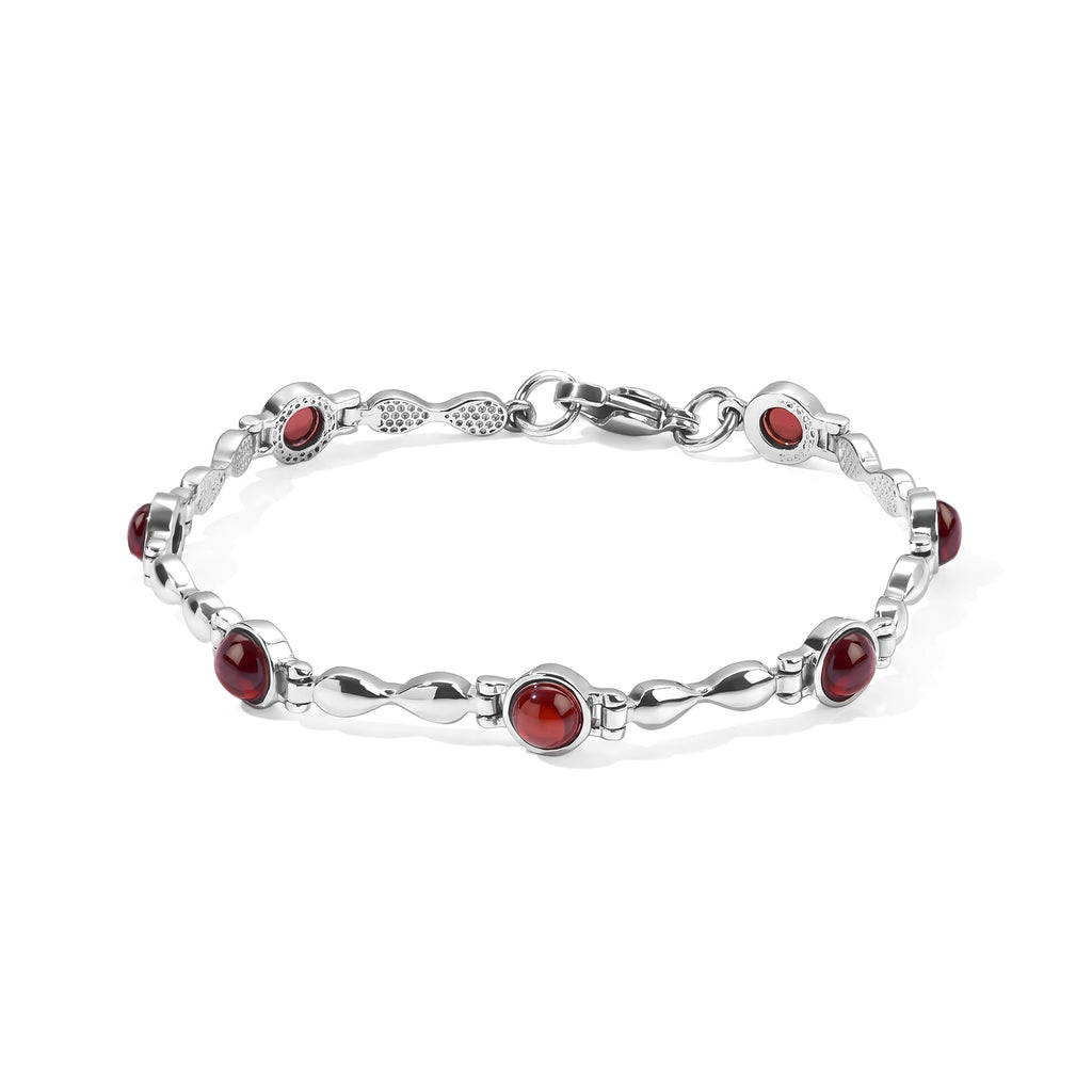 EVER TRUE Mosambik Granat Armband ca. 18 cm 316L Edelstahl ca. 7,97 ct.