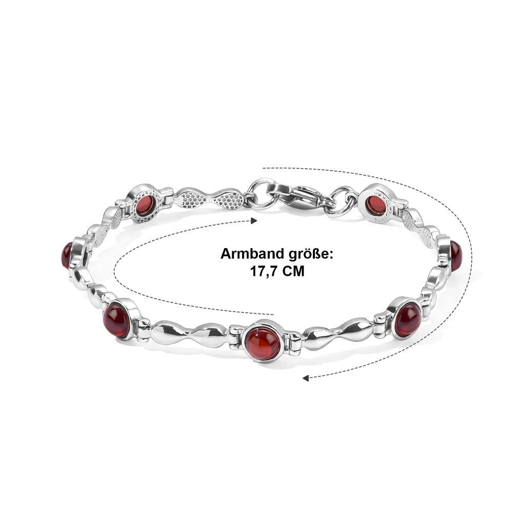 EVER TRUE Mosambik Granat Armband ca. 18 cm 316L Edelstahl ca. 7,97 ct.