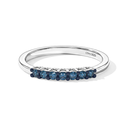 D'Joy Blauer Diamant (IR) Ring 925 Silber Rhodiniert (Größe 19.00) ca. 0,18 ct