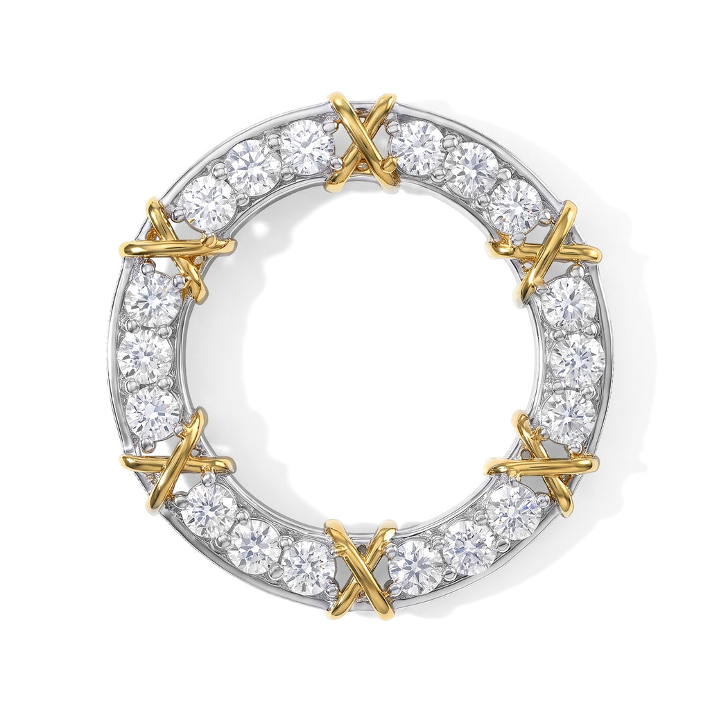 D'Joy Moissanit Anhänger 925 Silber Rhodiniert und 750 Gelbgold Vermeil ca. 1,85 ct.