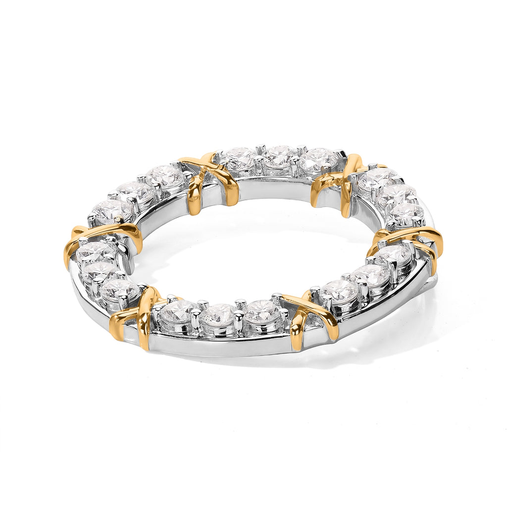D'Joy Moissanit Anhänger 925 Silber Rhodiniert und 750 Gelbgold Vermeil ca. 1,85 ct.