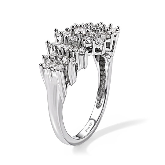 D'Joy Moissanit Ring 925 Silber Rhodiniert (Größe 19.00) ca. 1,11 ct
