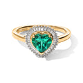 LUXURIANT DIAMOND - AAA Lab Grown Kolumbianischer Smaragd, Lab Grown Diamant Ring 925 Silber 750 Gelbgold vermeil (Größe 17.00) ca. 1,36 ct