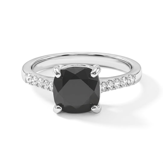 D'Joy Schwarzer Moissanit, Moissanit Ring 925 Silber Rhodiniert (Größe 19.00) ca. 2,66 ct