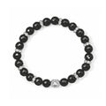 EVER TRUE Schwarzer Achat, Österreichischer Weißkristall Armband ca. BR-Stretch cm Nickelfreies Messing Platiniert 82.00 ct