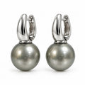 Tahiti-graue Muschelkernperle Ohrringe Nickelfreies Messing 40.00 ct
