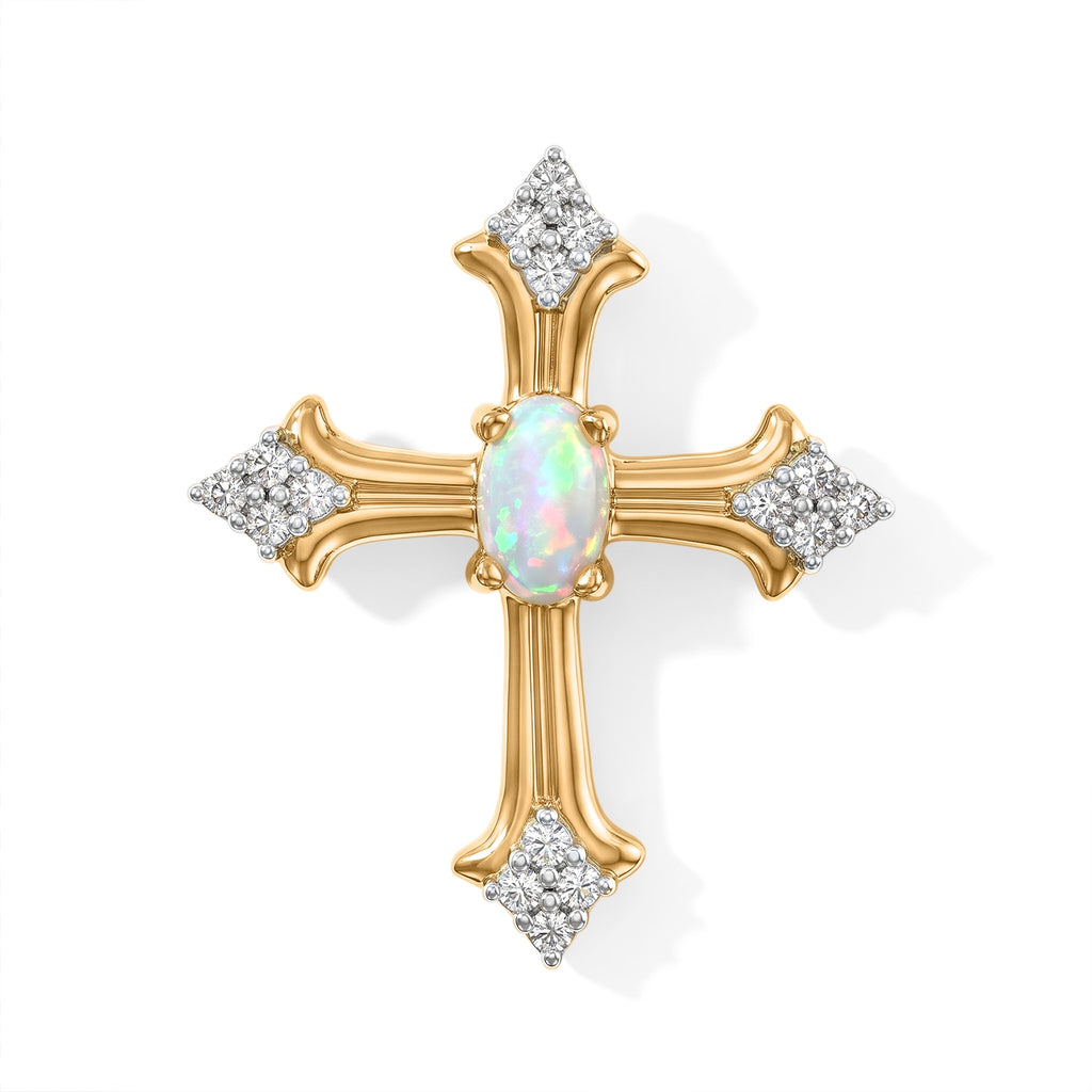 D'Joy AA Natürlicher, äthiopischer Welo Opal, Weißer Zirkon Anhänger 925 Silber 750 Vergoldet (10-15 Werktage Lieferzeit) ca. 0,29 ct.