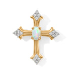 D'Joy AA Natürlicher, äthiopischer Welo Opal, Weißer Zirkon Anhänger 925 Silber 750 Vergoldet (10-15 Werktage Lieferzeit) ca. 0,29 ct.