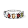 EVER TRUE Himmelblauer Topas, Mosambik Granat Ring 316L Edelstahl (Größe 16.00) ca. 3,58 ct
