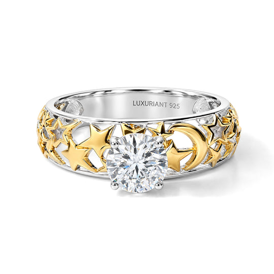 LUXURIANT DIAMOND - Lab Grown Diamant VS-EF Ring 925 Silber Rhodiniert und 750 Gelbgold Vermeil (Größe 17.00)  (10-15 Werktage Lieferzeit) ca. 1,01 ct