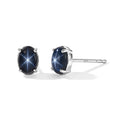 Diffundierter Stern blauer Saphir Ohrringe 925 Silber Rhodiniert ca. 1,56 ct.