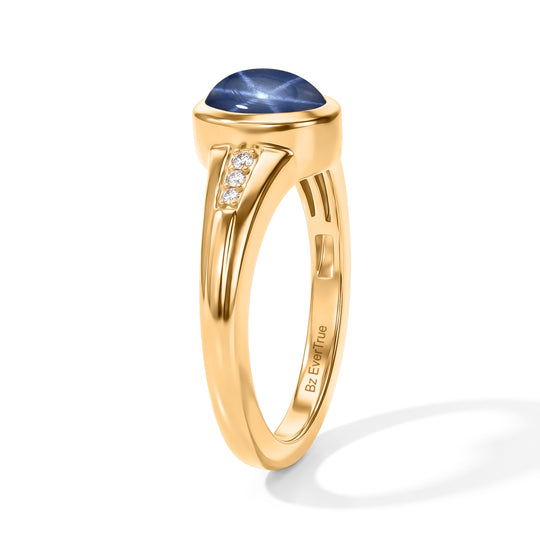EVER TRUE Stern blauer Saphir (Diffundierter), Weißer Zirkon Ring Reine Bronze (Größe 19.00) ca. 2.26 ct