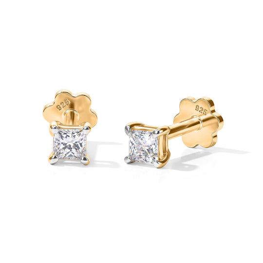LUXURIANT DIAMOND - Lab Grown Diamant SI-GH Ohrringe 925 Silber 750 Gelbgold vermeil ca. 0,20 ct.