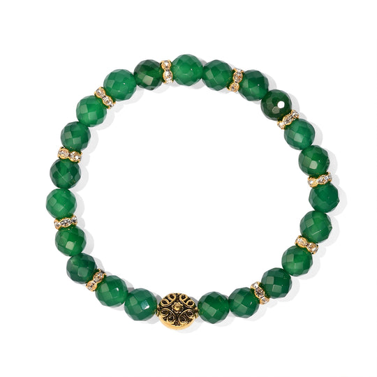EVER TRUE Schwarzer Achat, Österreichischer Weißkristall Armband ca. BR-Stretch cm Nickelfreies Messing Platiniert 82.00 ct