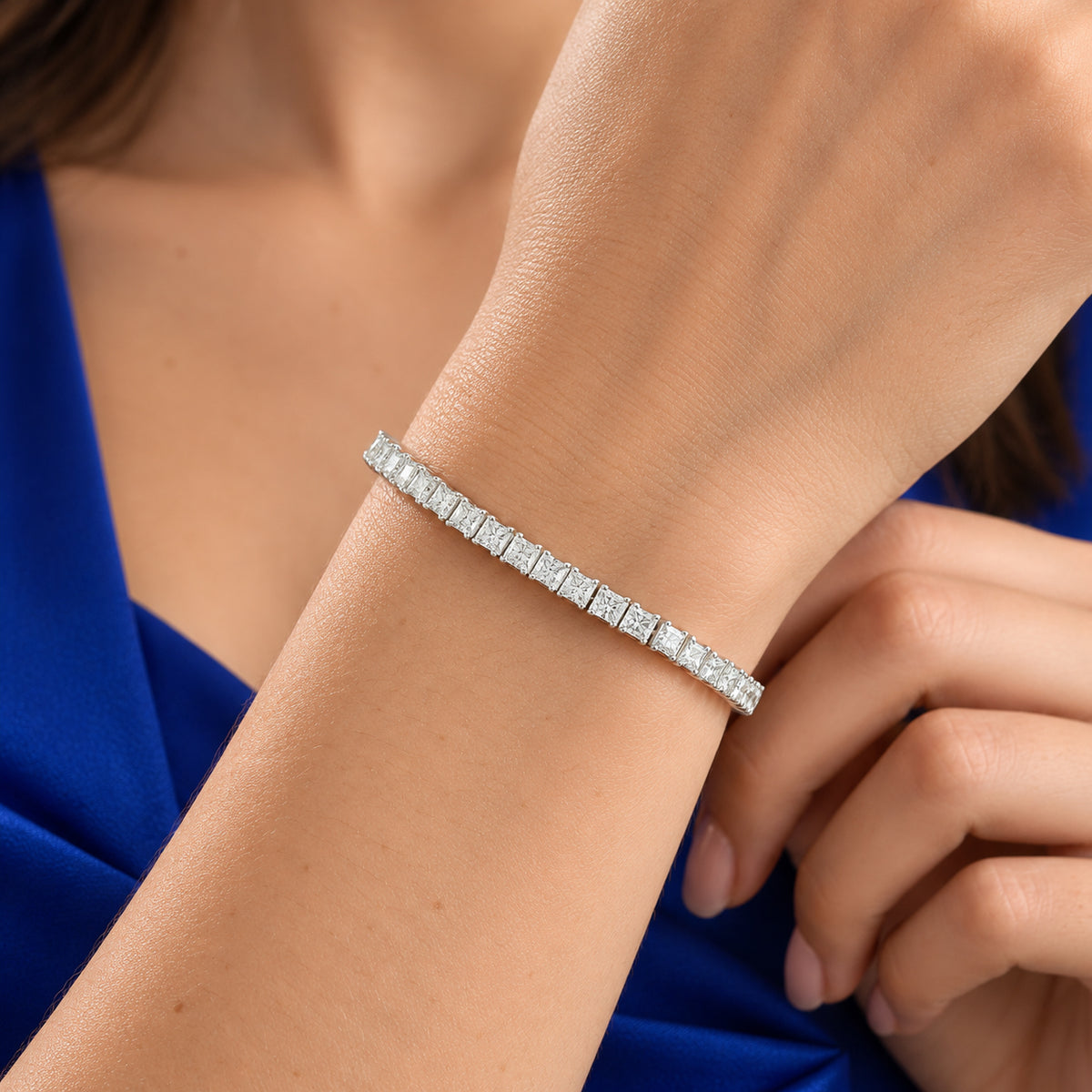 LUXURIANT DIAMOND - Lab Grown Diamant VS-EF Armband ca. 20 cm 925 Silber Rhodiniert ca. 8,00 ct.