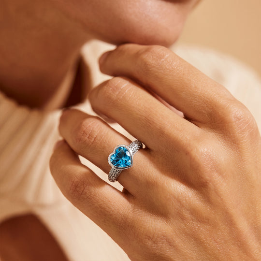 D'Joy Schweizer Blautopas Ring 925 Silber Platiniert (Größe 21.00) ca. 3,06 ct