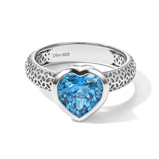 D'Joy Schweizer Blautopas Ring 925 Silber Platiniert (Größe 21.00) ca. 3,06 ct