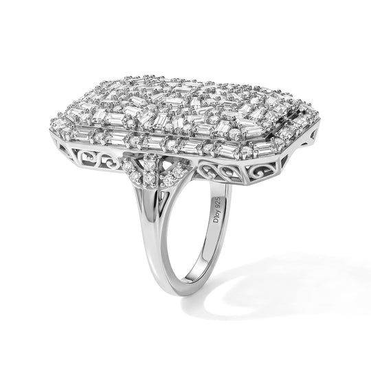 D'Joy Moissanit Ring 925 Silber Rhodiniert (Größe 19.00) ca. 2,60 ct