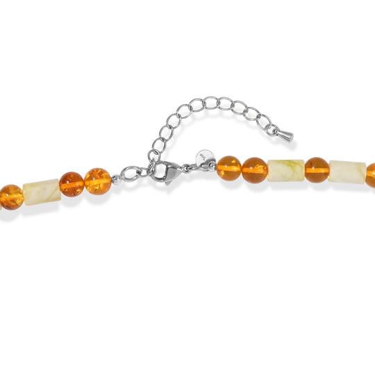EVER TRUE Serpentin, Bernstein Halskette ca. 50 cm 316L Edelstahl ca. 100.00 ct