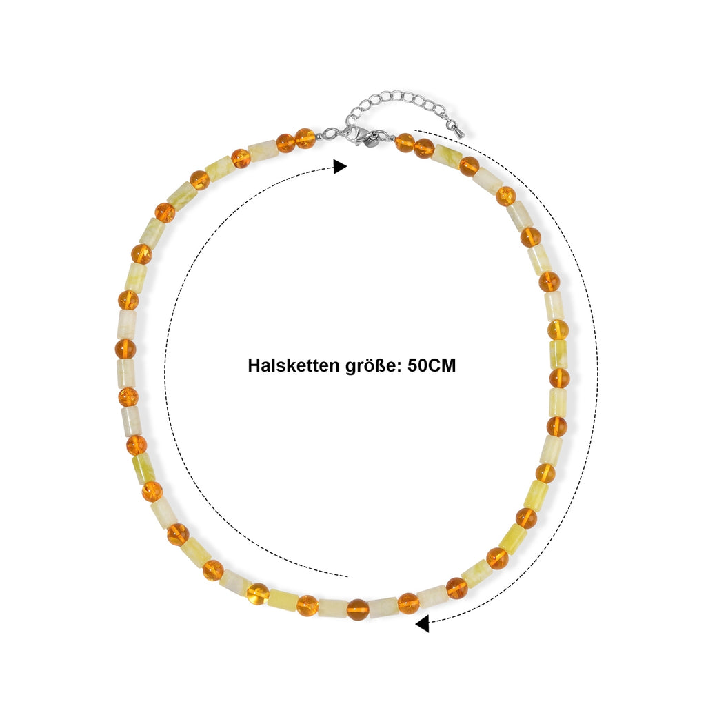 EVER TRUE Serpentin, Bernstein Halskette ca. 50 cm 316L Edelstahl ca. 135.00 ct