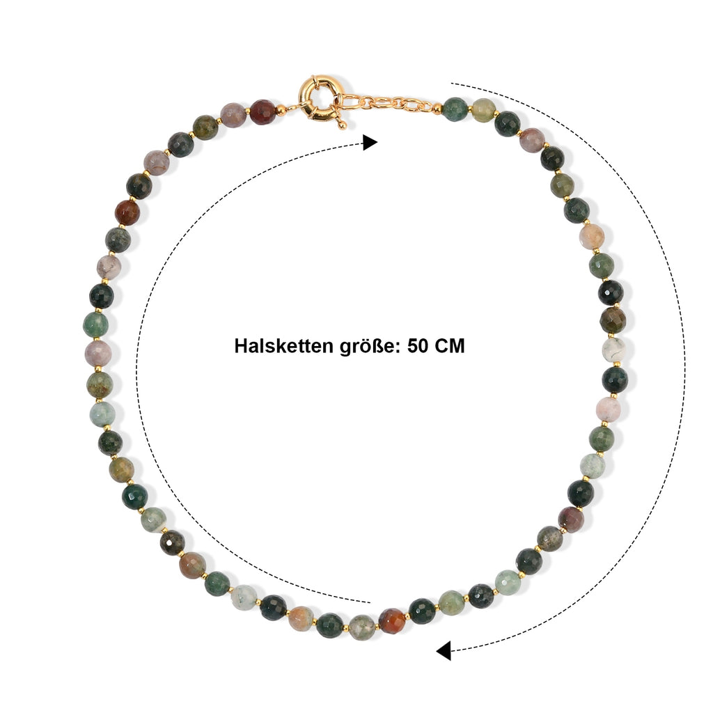 EVER TRUE Moosachat Halskette ca. 50 cm Nickelfreies Messing 750 Vergoldet ca. 165.00 ct