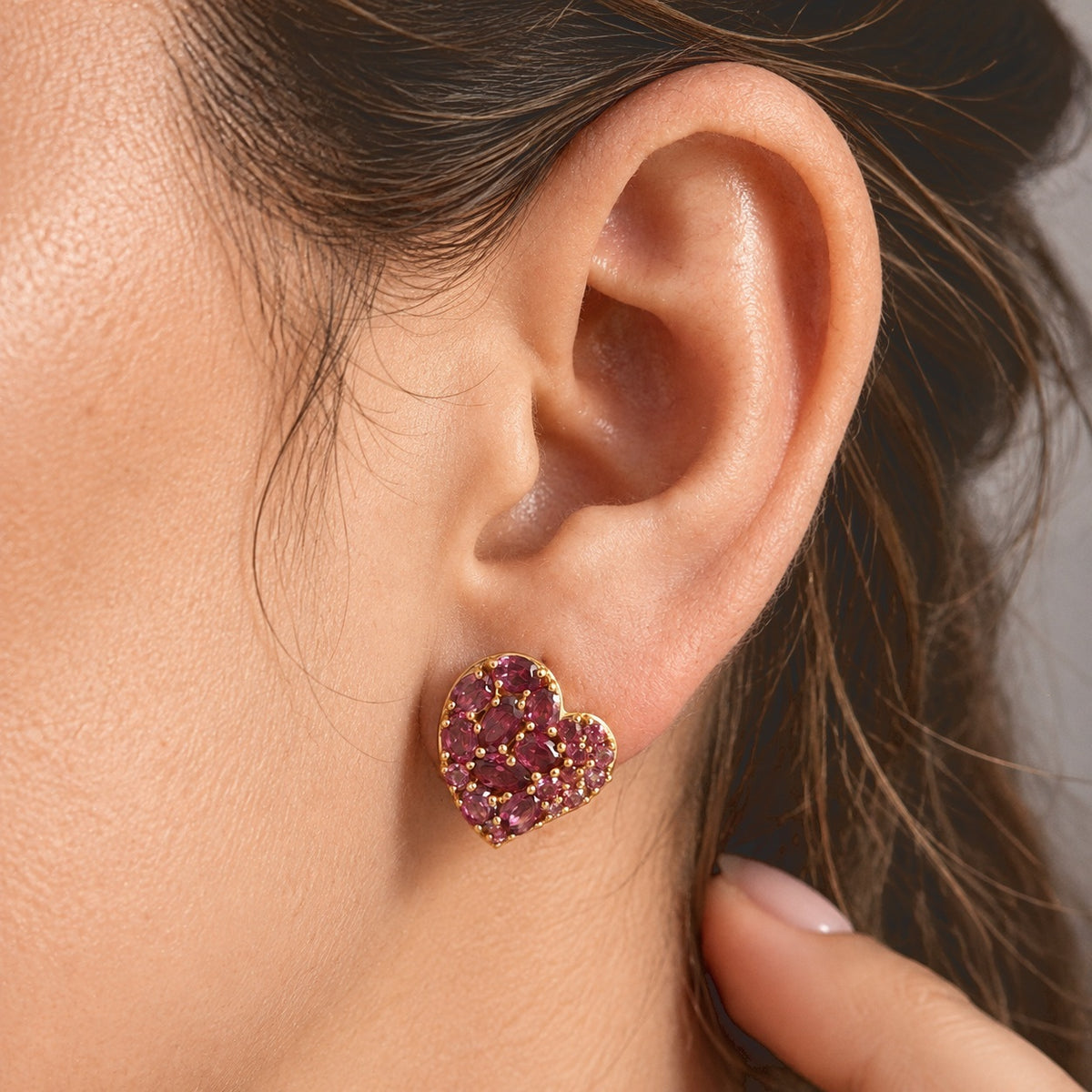 EVER TRUE Natürlicher Rhodolith Granat Ohrringe Reine Bronze ca. 4,27 ct.